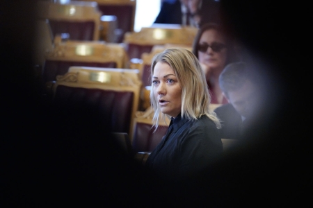 Sandra Borch i spørretimen på Stortinget i september i fjor. Hun ble ikke gjenvalgt.